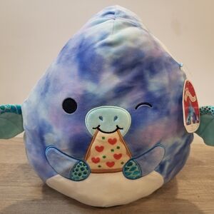 Blue Tie-Dye Plush Toy with Pizza Design